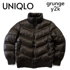 UNIQLO ユニクロ PREMIUM DOWN JACKET プレミアムダウンジャケット グランジ Y2K キルティング 光沢 ナイロン L 茶色 ブラウン 317-052969 ★M31