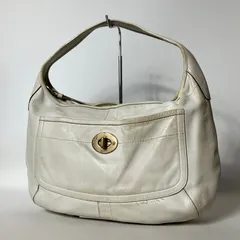 2511-25｜コーチ ハンドバッグ レザー ホワイト ターンロック