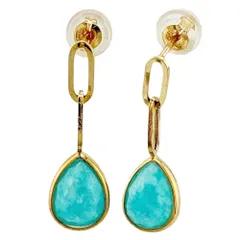 ピアス 10金 K10イエローゴールド アマゾナイト レディース   新品