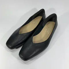 未使用に近い◯  LE TALON ルタロン フラットシューズ レザー ブラック 23.5 スクエアトゥ Vカット 黒 パンプス バレエシューズ