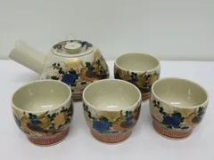 【未使用保管品】九谷焼　巨峯　急須・湯呑　茶器セット