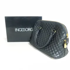 インゲボルグ★レザー キルティング ハンドバッグ 黒系　＊ｋ4474
