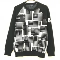 【超美品】パーリーゲイツ セーター 白×黒 身頃星条旗柄 ニット ウール混 メンズ 5(L) ゴルフウェア PEARLY GATES