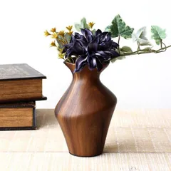 花瓶 おしゃれ 一輪挿し 枝物 北欧 フラワーベース 陶器 鉱物 木目調 モダン 木製風 生花 枝もの ドライフラワー ナチュラル インテリア 卓上 花器 変形 グレインベース A