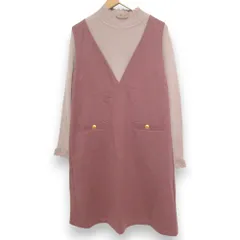 未使用 BLUE LABEL CRESTBRIDGE ブルーレーベル クレストブリッジ リブニットカットソー+ジャンパースカート 2点セット 36 ピンク系 レディース 古着 中古 USED