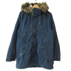 美品 Abercrombie&Fitch アバクロンビー&フィッチ フェイクファー 2WAY ボア＆キルトライニング モッズコート S ネイビー メンズ 古着 中古 USED