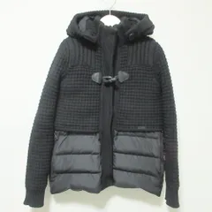 美品 Bark バーク フード 2WAY ニット ダウン ドッキング ダッフルコート XS ブラック レディース 古着 中古 USED