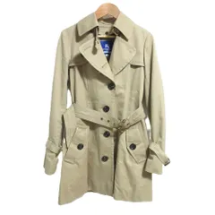 良品 BURBERRY BLUE LABEL バーバリーブルーレーベル ノバチェックライナー ウエストベルト付き トレンチコート 34 ベージュ レディース 古着 中古 USED