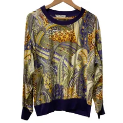 美品 Salvatore Ferragamo サルヴァトーレフェラガモ 総柄 シルク カットソー サイズM パープル レディース 古着 中古 USEDのサムネイル
