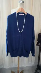 ORGANIC ネイビー Vネック カーディガン