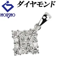 ダイヤモンド ペンダントトップ ダイヤモンド K18ホワイトゴールド 四角 スクエア 中古 宝正 903439