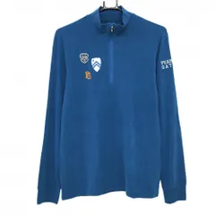 【美品】パーリーゲイツ 長袖ハイネックシャツ ブルー 表起毛素材 ハーフジップ メンズ 5(L) ゴルフウェア PEARLY GATES