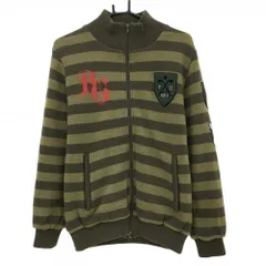 パーリーゲイツ ニットジャケット グリーン×ダークグリーン ボーダー 裏地付き ウール混 メンズ 4(M) ゴルフウェア PEARLY GATES