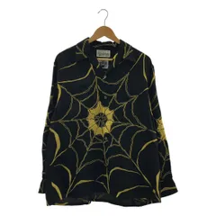 【新品】  WACKO MARIA / ワコマリア | × WOLF'S HEAD / 50'S SHIRT L/S スパイダー 刺しゅう シャツ | M | ブラック/ゴールド | メンズ