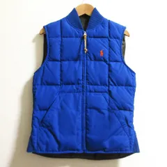 美品 POLO RALPH LAUREN ポロラルフローレン リバーシブル ダウンベスト サイズXS ブルー カーキ レディース 古着 中古 USED