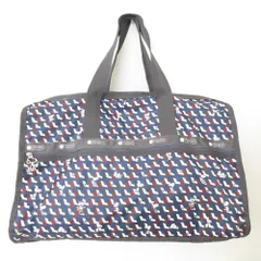 良品 LeSportsac レスポートサック ピーナッツ コラボ スヌーピー DELUXE LG WEEKENDER 2WAY ボストンバッグ ネイビー メンズ レディース 古着 中古 USED