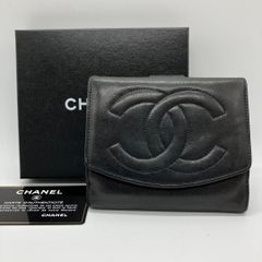 CHANEL 二つ折り財布 ココマーク ラムスキン ブラック 正規品 - メルカリ