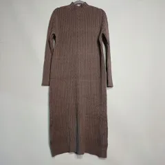 ブラウン ケーブル編み ニット ロング ONE PIECE 85 90 サイズ 秋 冬 511342