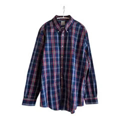 Z1593Brooks Brothers ブルックスブラザーズ チェック柄 ボタンダウンシャツ ネイビー系 メンズ Lサイズ
