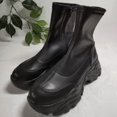 【良品】ORiental TRaffic/オリエンタル トラフィック/スニーカーソールショートブーツ/黒/ブラック/約25.5cm