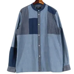 A.P.C. アーペーセー パッチワーク チャイナカラー シャツ L / k726