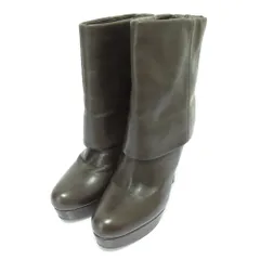 良品 miumiu ミュウミュウ レザー バックジップ ハイヒール ショートブーツ 36 23cm相当 ブラウン レディース 古着 中古 USED