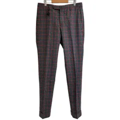 美品 INCOTEX インコテックス ビームスF別注 チェック柄 ウール スラックスパンツ 44 グレー メンズ 古着 中古 USED