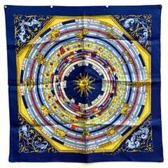 エルメス カレ45 DIES ET HORE シルクスカーフ 占星術 ダークブルー ネイビー ガヴロッシュ HERMES AC0100