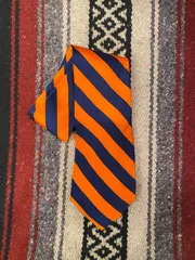 古着 ネクタイ オレンジ×ネイビー 斜めストライプ