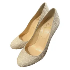美品 Christian Louboutin クリスチャンルブタン アーモンドトゥ ハイヒール ラムファー パンプス 36 23cm ベージュ レディース 古着 中古 USED
