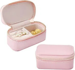 I'm so happy ジュエリーケース 持ち運び アクセサリーケース ミニ コンパクト 携帯用 ネックレス (ピンク)
