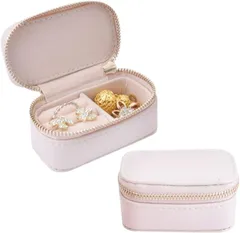 I'm so happy ジュエリーケース 持ち運び アクセサリーケース ミニ コンパクト 携帯用 ネックレス (ベージュ)