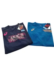 アシックス◆メンズ バレーボールウエア グラフィック 長袖シャツ ２枚セット ブルー ネイビー