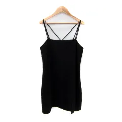 ザラ ZARA キャミソールワンピース ミニ丈 無地 スリット M 黒 ブラック /SY5
