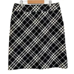 美品 BURBERRY LONDON バーバリーロンドン チェック柄 ひざ丈 タイトスカート 40 ブラック レディース 古着 中古 USED