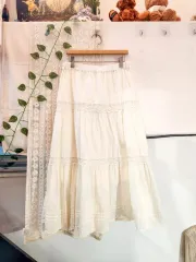 ヴィンテージ アイボリー ティアード レース スカート