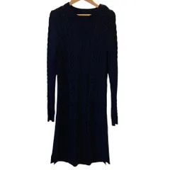 美品 POLO RALPH LAUREN ポロラルフローレン ケーブルニット 長袖 ロングワンピース ネイビー レディース 古着 中古 USED