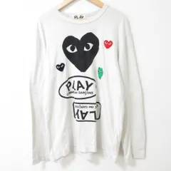 PLAY COMME des GARCONS プレイコムデギャルソン ハート ロゴ 長袖 Tシャツ カットソー AZ-T286 AD2020/2 サイズM オフホワイト メンズ 古着 中古 USED