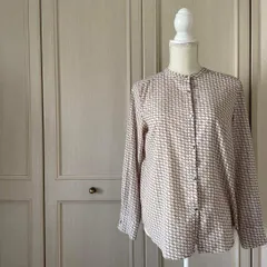 @ GREEN LABEL RELAXING グリーンレーベルリラクシング 総柄 ブラウス シャツ 長袖 バンドカラー 　お呼ばれ　デート　オフィスカジュアル　食事会　可愛い　お出かけ　上品