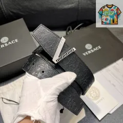 【今日特価】VERSACE 4.0cm V Greca デザイン メンズベルト