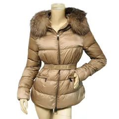 美品★MONCLER・モンクレール BOED レディース ブランドアイコンワッペン ブルーフロストフォックスファー フード ベルト付き ナイロン ダブルジップ ダウンジャケット 2023年モデル(0)レディースダウンジャケット 冬物 ブランド ジャケット