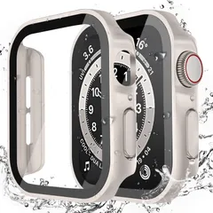 【迅速発送】LISAMER 対応 Apple Watch ケース Series 10/9/8/SE/7/6/5/4 46mm アップルウォッチ用 ケース 防水 一体型 新デザイン 3D直角エッジ 超薄型 PC+ガラス素材 高透過率 対応 Apple Watch