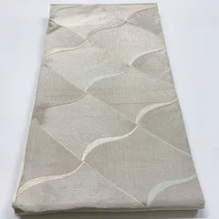 ［5983］袋帯 瓦文様 銀彩 シルバー 六通 正絹 着物 フォーマル