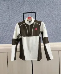 ノースフェイス ブラウン/アイボリー ハーフネック 長袖Tシャツ