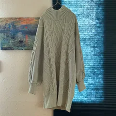 M【超美品 | TORTE / トルテ 】ケーブルニットセーター ライトグリーン ローネック 冬秋 T485
