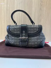 【中古品】 COACHコーチ SOHOソーホー シグネチャー ハンドバッグ 7078 グレー×黒ブラック 肩掛け 手提げ バッグかばん 保存袋付き 現状品