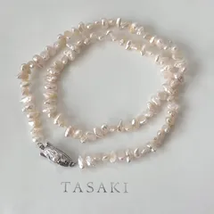 133【タサキ】シルバー　パール　ネックレス