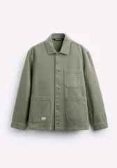 L) ザラ カーキ色 ストラクチャー オーバーサイズシャツ ワークジャケット L dnwr