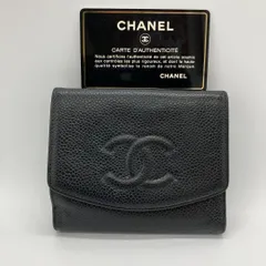 ⭐美品⭐️CHANEL シャネル キャビアスキン Wホックコンパクト三つ折り財布 黒 702