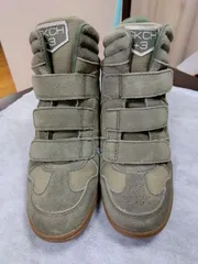 M20　SKECHERS　スケッチャーズ　靴　スニーカー　インヒール　カーキ　キャンバス地×スエード　23cm
